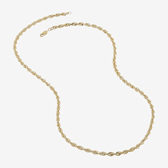 Mens 14K Gold 24 Inch Rope Chain Necklace