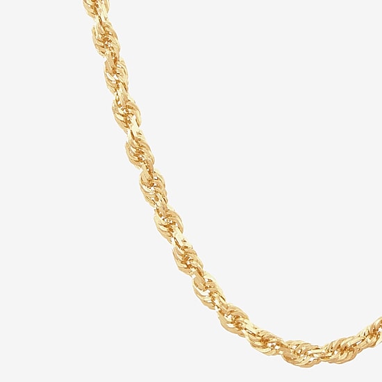 Womens 10K Gold 20 Inch Rope Chain Necklace