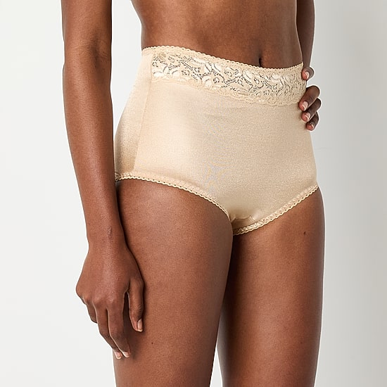 Underscore Rainbow Stretch Satin Lace Trim Control Briefs