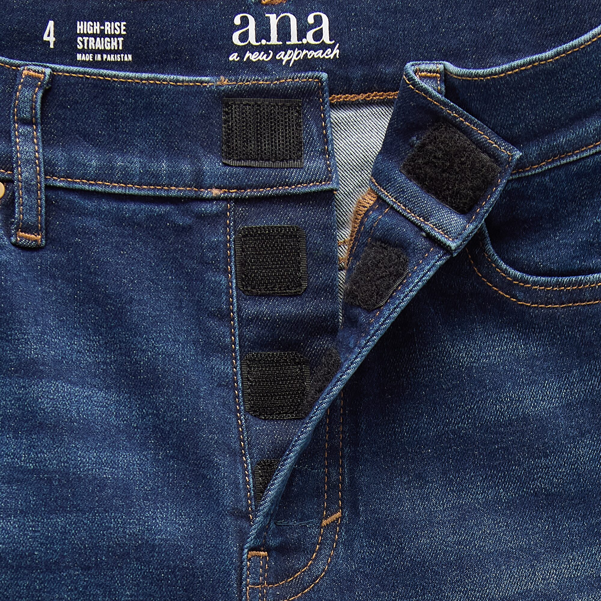 a.n.a Womens High Rise Adaptive Easy-on + Easy-off Straight Leg Jean