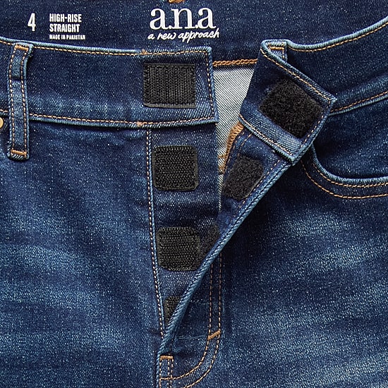 A.N.A Womens High Rise Adaptive Easy-on + Easy-off Straight Leg Jean