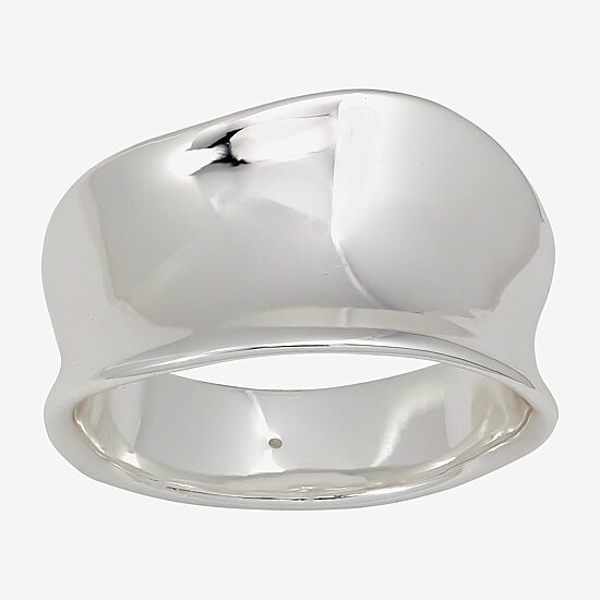 Sparkle Allure Polished Wavy Womens 5.5MM Pure Silver Over Brass Band