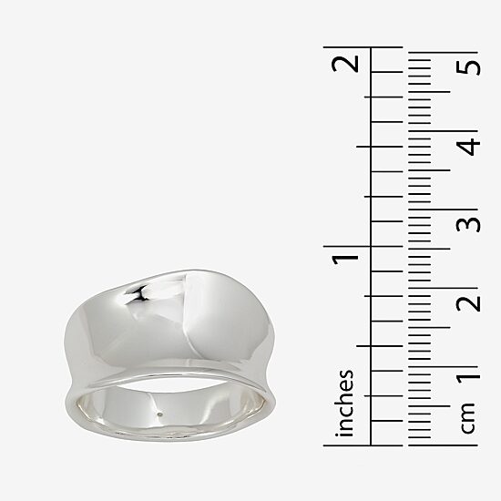 Sparkle Allure Polished Wavy Womens 5.5MM Pure Silver Over Brass Band