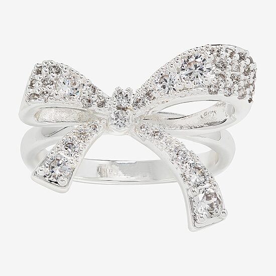 Sparkle Allure Womens Cubic Zirconia Pure Silver Over Brass Bow Cocktail Ring