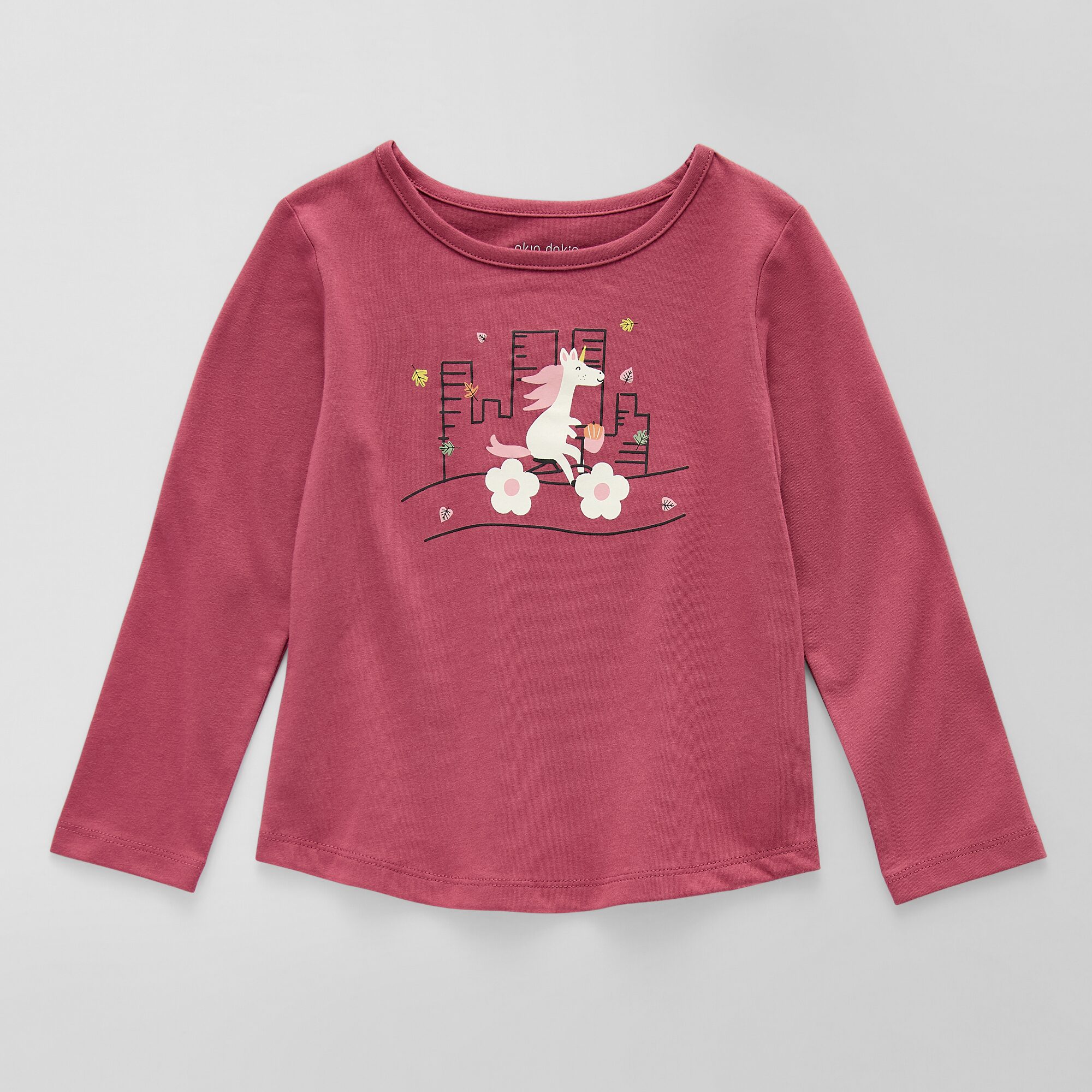 Okie Dokie Toddler & Little Girls Round Neck Long Sleeve Regular Fit Graphic T-Shirt