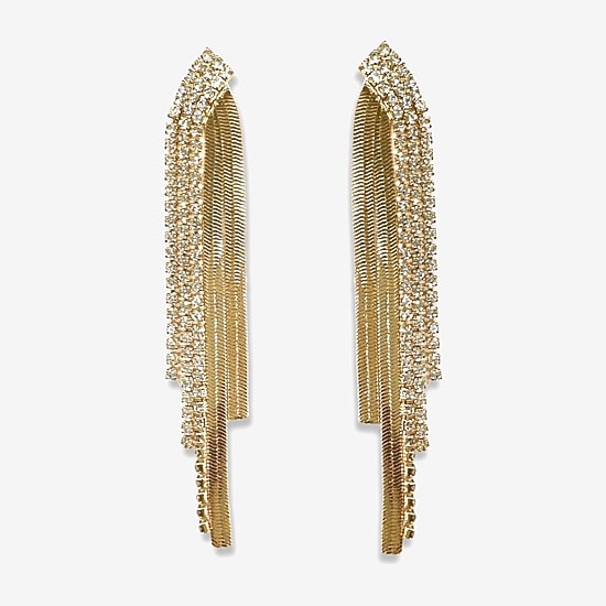 Bijoux Bar Gold Tone Snake Chain Womens Crystal Drop Earrings