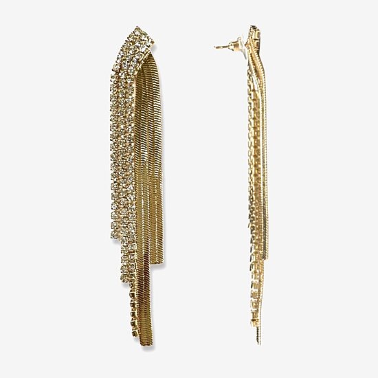 Bijoux Bar Gold Tone Snake Chain Womens Crystal Drop Earrings