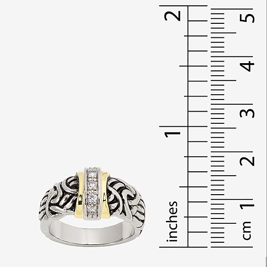 Sparkle Allure Antiqued Womens 4.5MM Cubic Zirconia 14K Gold Over Brass Pure Silver Over Brass Band