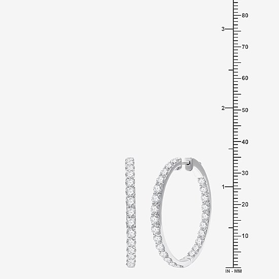 (H-I / Si2-I1) 5 CT. T.W. Lab Grown White Diamond 10K White or Yellow Gold 35mm Hoop Earrings