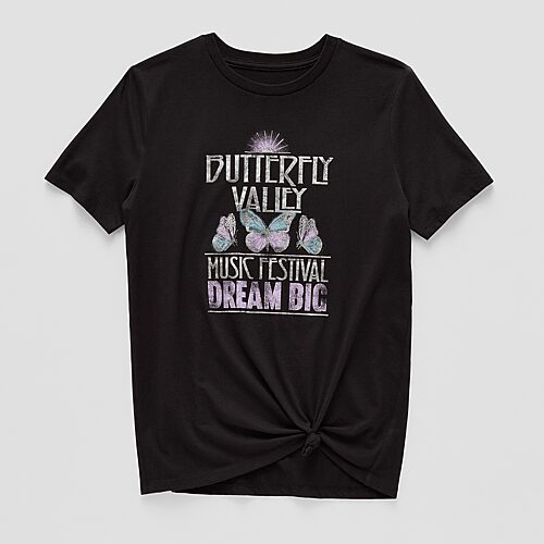 Thereabouts Oversize Little & Big Kid Girls Round Neck Short Sleeve Oversized Graphic T-Shirt, Xx-small (4-5), Black