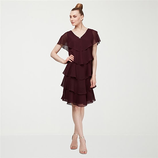 S. L. Fashions Womens V Neck Short Sleeve Shift Dress