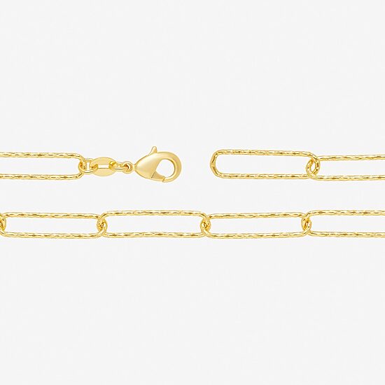 Silver Reflections Womens 18K Gold Over Brass 18 Inch Paperclip Chain Necklace