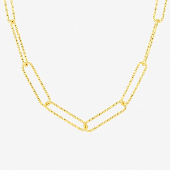 Silver Reflections Womens 18K Gold Over Brass 18 Inch Paperclip Chain Necklace