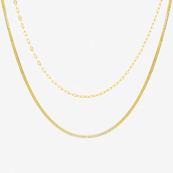 Womens 18K Gold Over Brass 2-pc. Necklace Set