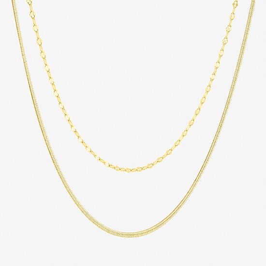 Womens 18K Gold Over Brass 2-pc. Necklace Set