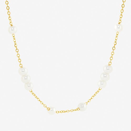 Silver Reflections Womens 18K Gold Over Brass 18 Inch Cable Chain Necklace