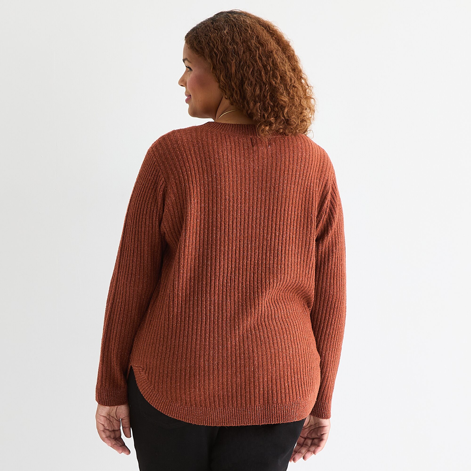 St. John's Bay Plus Womens Crew Neck Long Sleeve Pullover Sweater