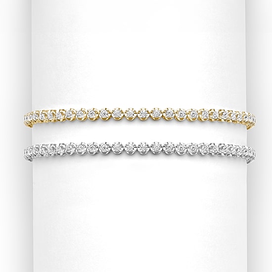 (H-I/ I1) Womens 2 CT. T.W. Lab Grown White Diamond 10K Gold 7.25 Inch Tennis Bracelet