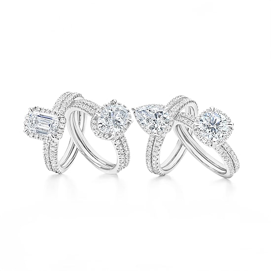 Signature By Modern Bride Womens 2 CT. T.W. Lab Grown White Diamond 10K White Gold Round Side Stone Halo Bridal Set