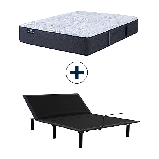 Serta Perfect Sleeper Blue Lagoon Nights 13.5" Medium Tight Top - Mattress + Adjustable Base