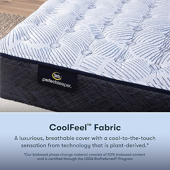 Serta Perfect Sleeper Blue Lagoon Nights 13.5" Medium Tight Top - Mattress + Adjustable Base