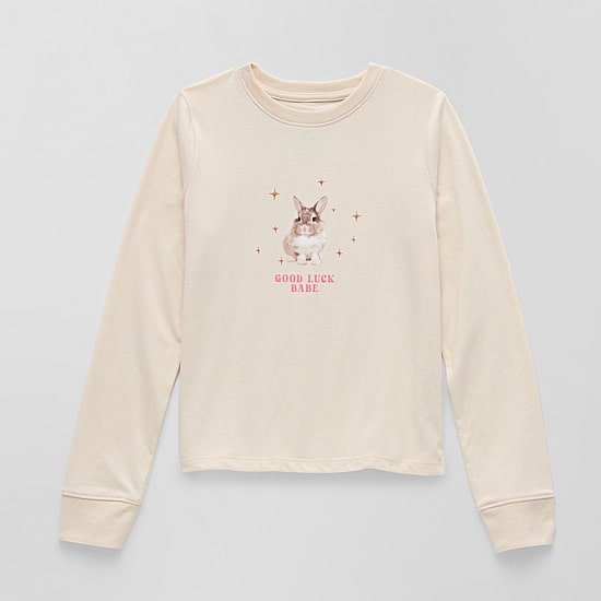 Thereabouts Little & Big Kid Girls Crew Neck Long Sleeve Regular Fit Graphic T-Shirt