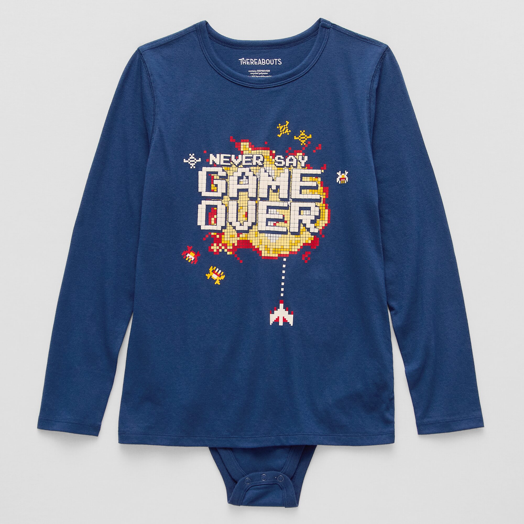 Thereabouts Little & Big Kid Boys Bodysuit Closure Easy-on + Easy-off Adaptive Crew Neck Long Sleeve