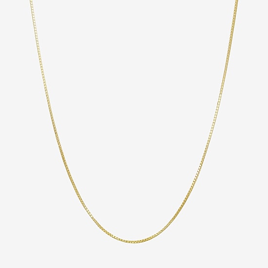 Womens 10K Gold 22 Inch Box Chain Necklace