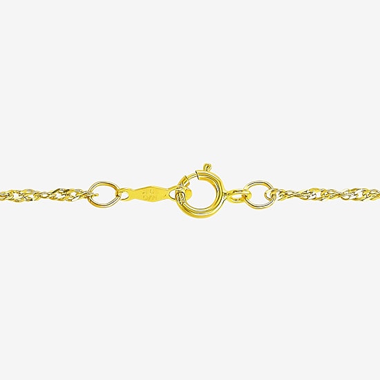 Womens 10K Gold 18 Inch Singapore Chain Necklace