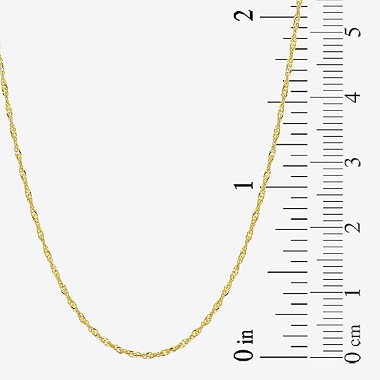 Womens 10K Gold 18 Inch Singapore Chain Necklace