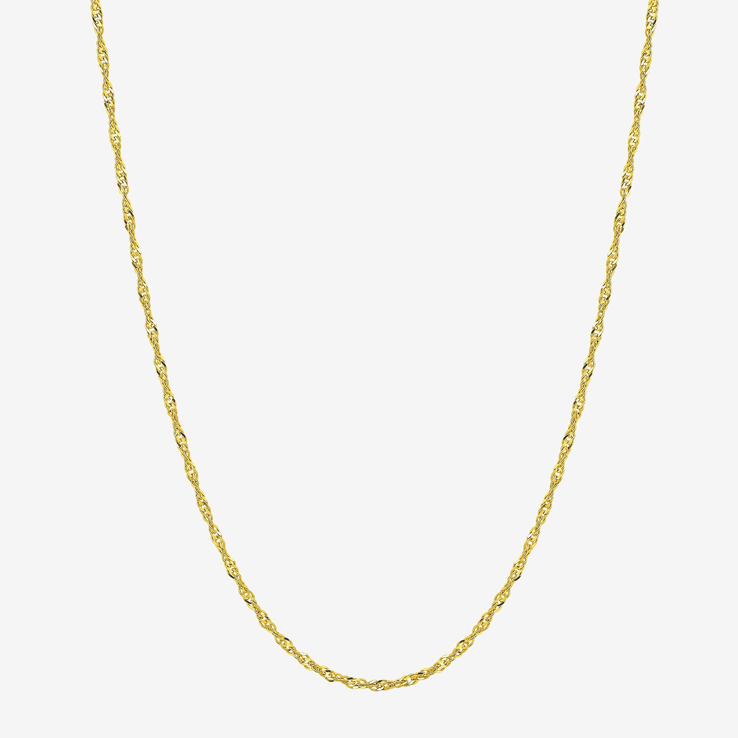 Womens 10K Gold 18 Inch Singapore Chain Necklace