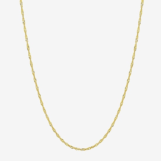 Womens 10K Gold 18 Inch Singapore Chain Necklace
