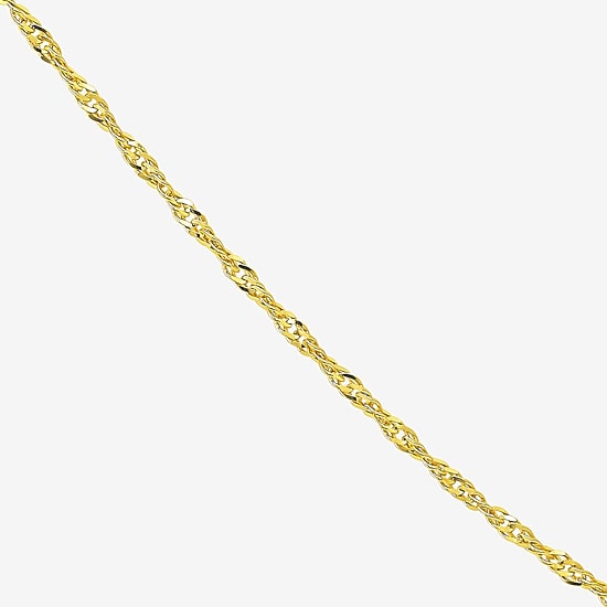 Womens 10K Gold 18 Inch Singapore Chain Necklace