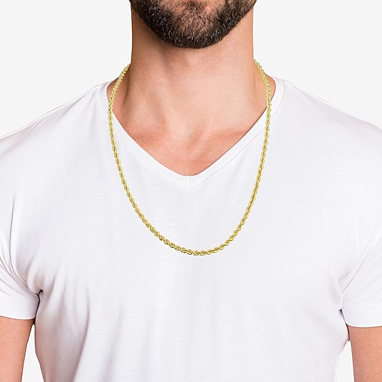 Made in Italy Unisex Adult 10K Gold 22 Inch Rope Chain Necklace