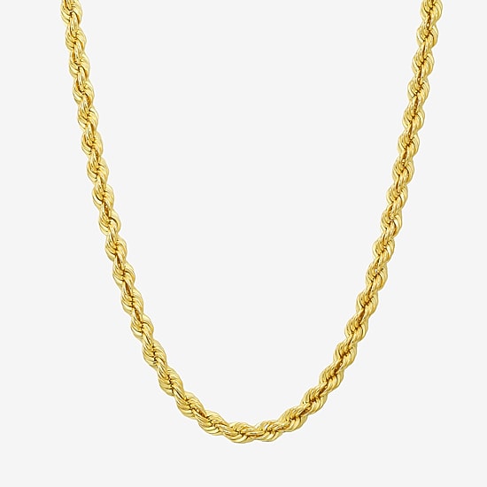 Made in Italy Unisex Adult 10K Gold 22 Inch Rope Chain Necklace