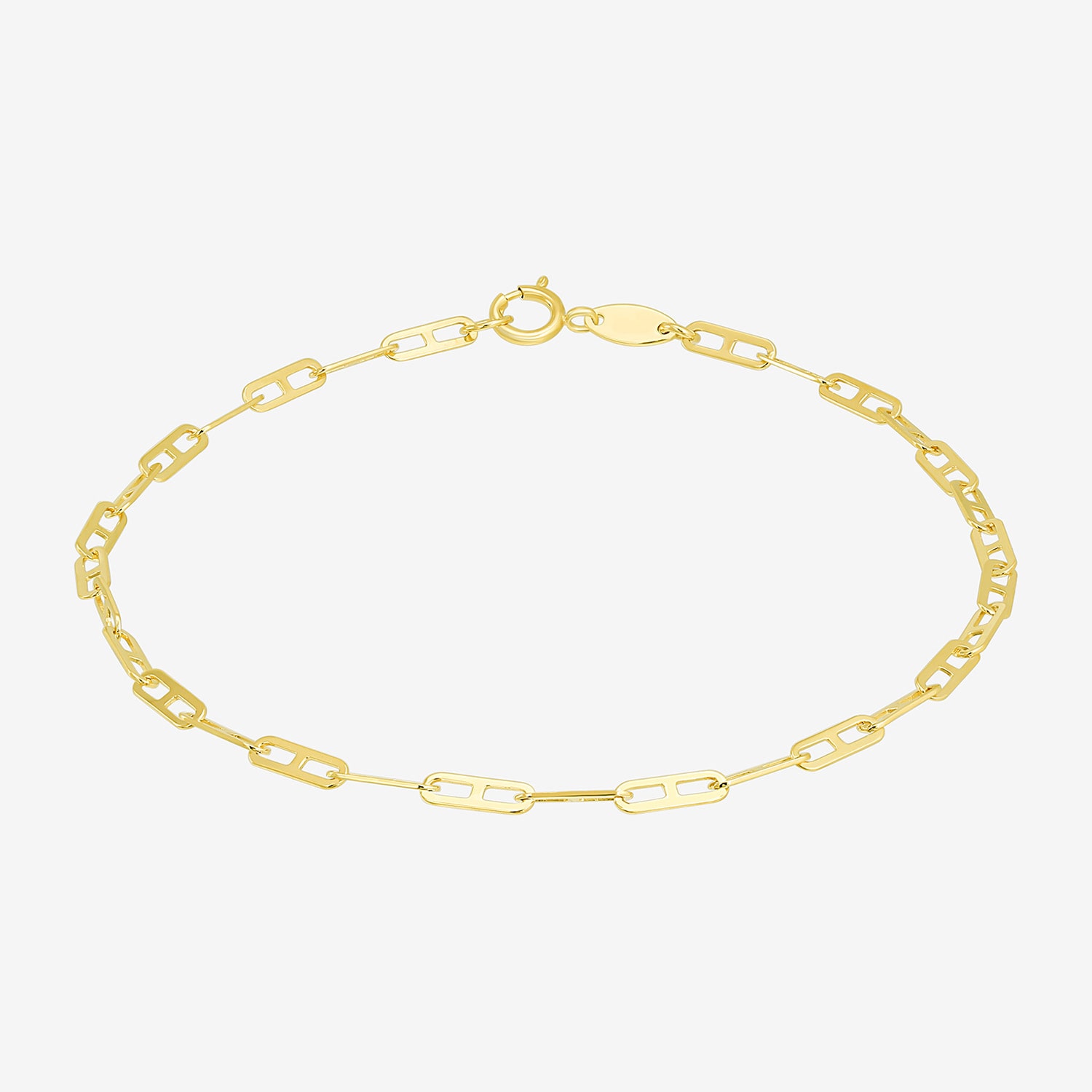 Womens 10K Gold 7.5 Inch Chain Bracelet