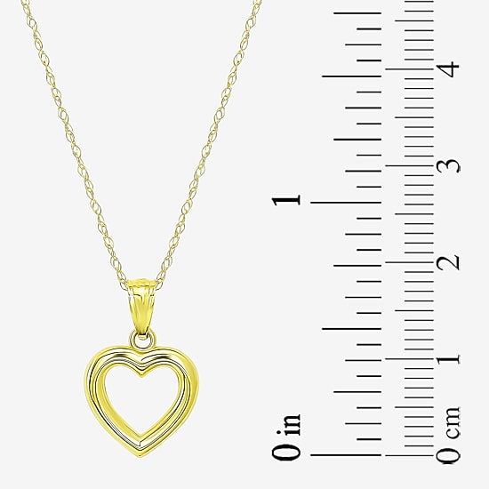 Womens 10K Gold Heart 18 Inch Pendant Necklace