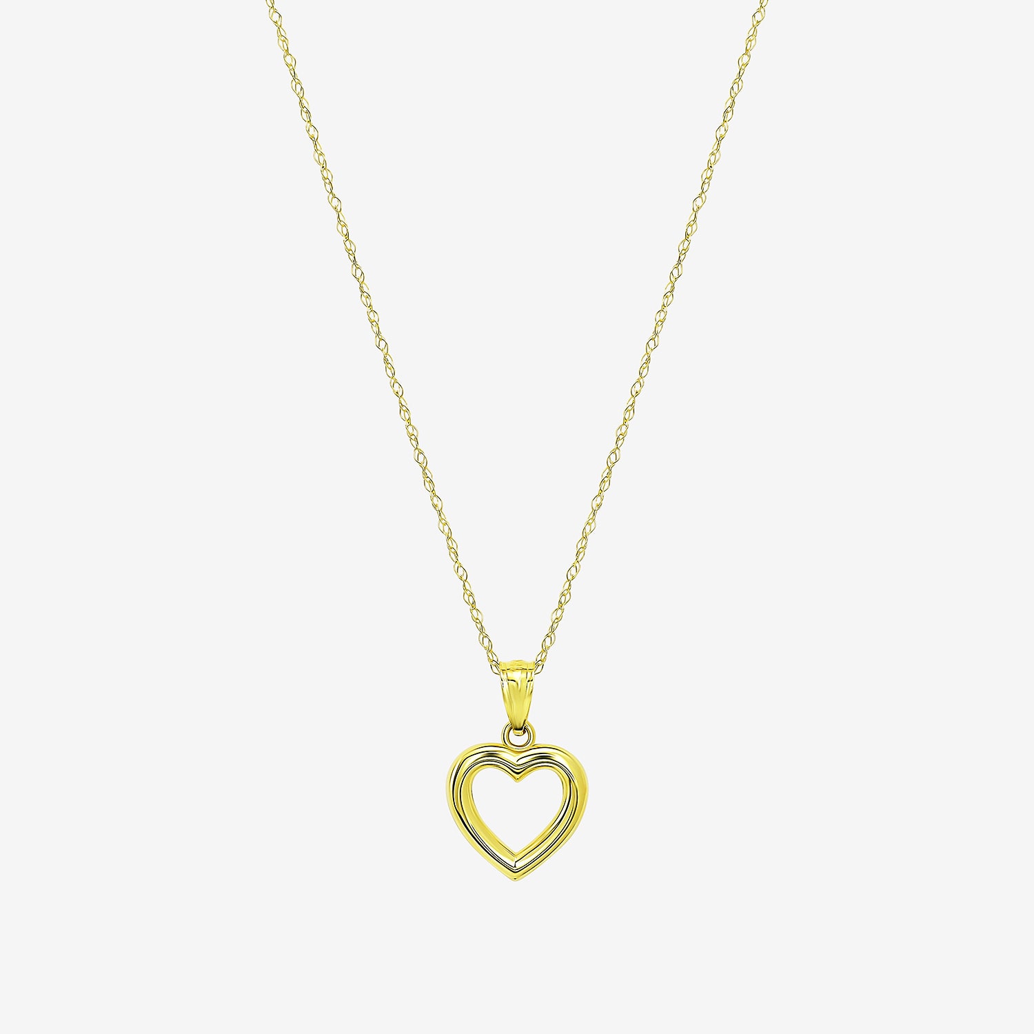 Womens 10K Gold Heart 18 Inch Pendant Necklace