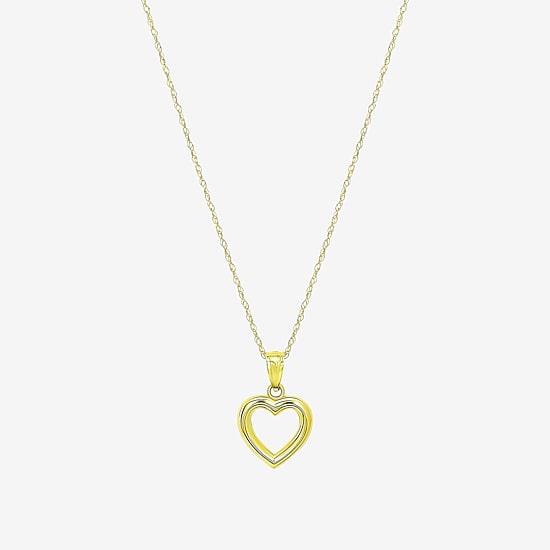 Womens 10K Gold Heart 18 Inch Pendant Necklace