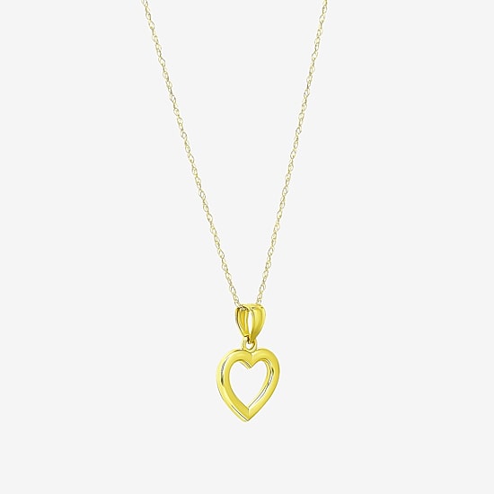 Womens 10K Gold Heart 18 Inch Pendant Necklace