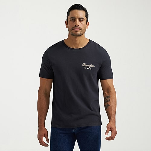Wrangler Western Mens Crew Neck Short Sleeve Regular Fit Graphic T-Shirt, Xx-large, Black