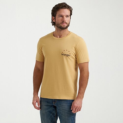 Wrangler Western Mens Crew Neck Short Sleeve Regular Fit Graphic T-Shirt, Xx-large, Yellow