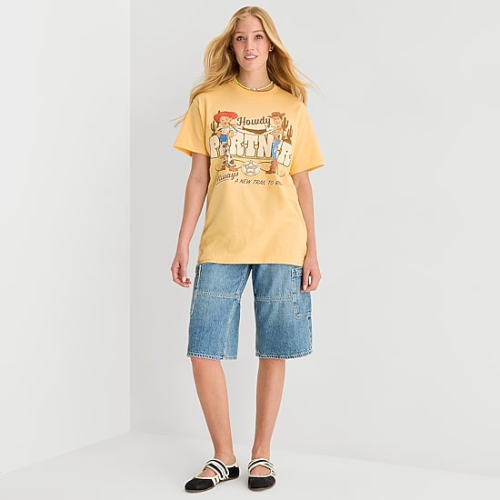 Womens Juniors Crew Neck Short Sleeve Loose Fit Toy Story Graphic T-Shirt