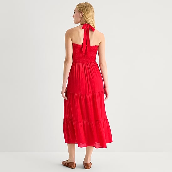 Secret Charm Womens Juniors Straight Neck Sleeveless Maxi Dress