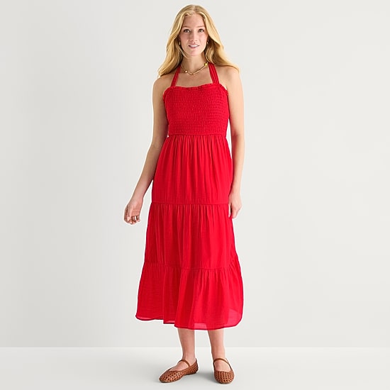 Secret Charm Womens Juniors Straight Neck Sleeveless Maxi Dress