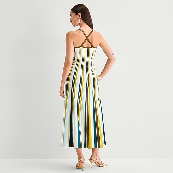 Worthington Womens Sleeveless Striped Sweater Dress