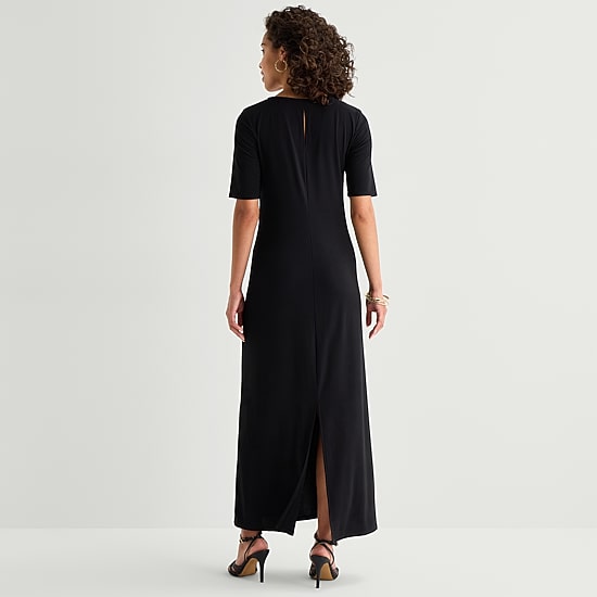 MSK Womens Round Neck Short Sleeve Fitted Maxi Dress
