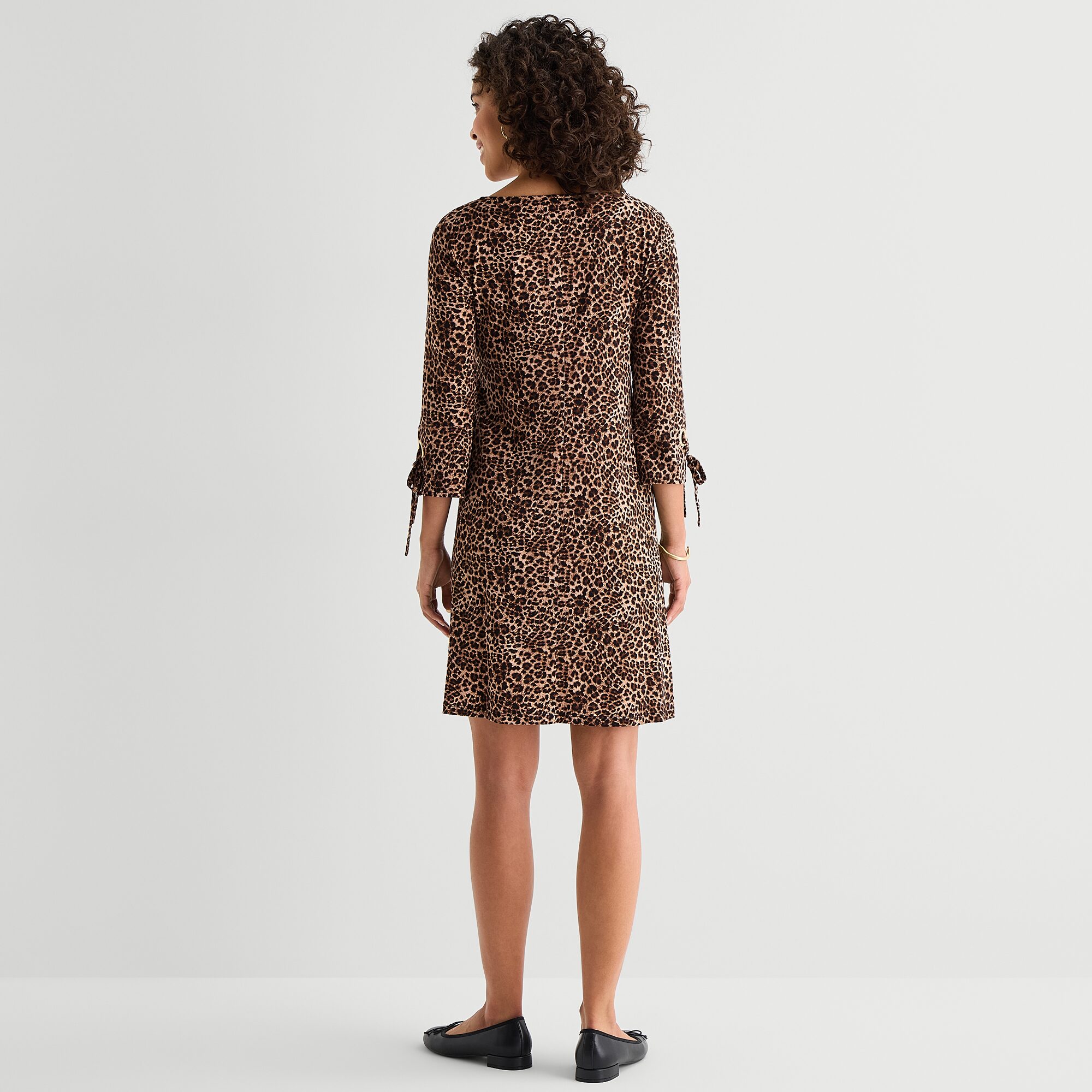 MSK Womens Round Neck 3/4 Sleeve Animal Shift Dress