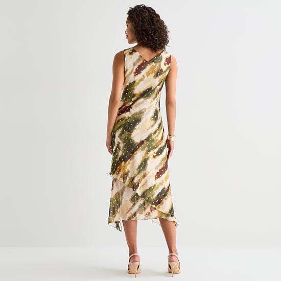 Rabbit Rabbit Rabbit Design Womens V Neck Sleeveless Abstract Shift Dress