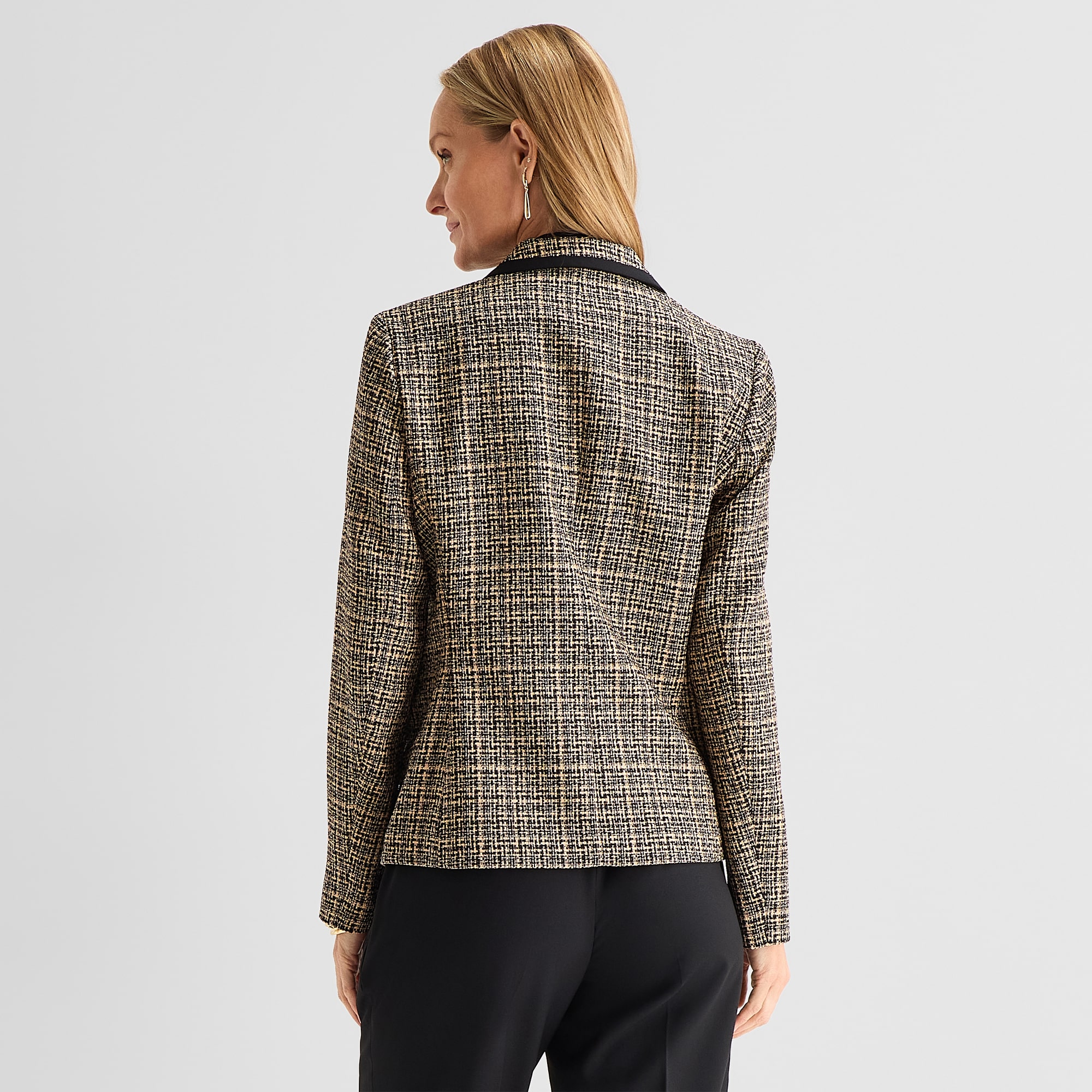Black Label by Evan-Picone Tweed Womens Classic Fit Double Breasted Suit Jacket